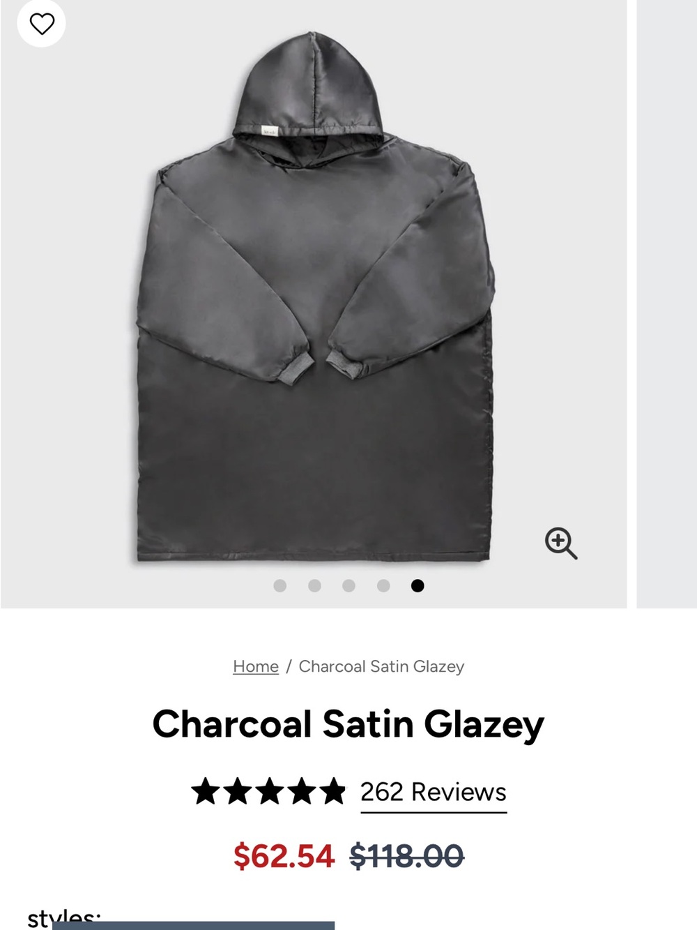 Kitsch Charcoal Satin Glazey - Hooded Pullover